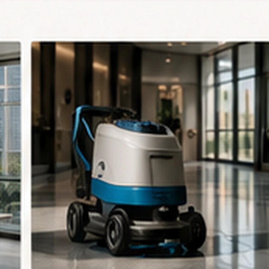 Commercial floor-care equipment on a polished floor