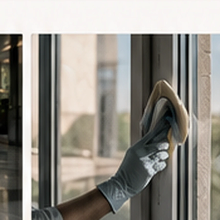 Professional cleaning a large window